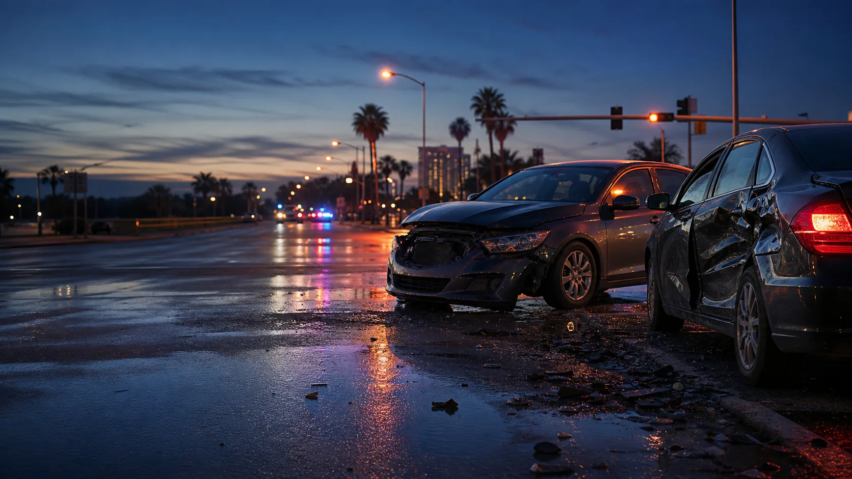 Damaged vehicles after a Florida collision